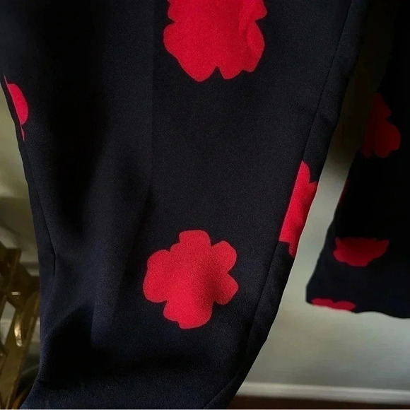 Banana Republic | Women Avery Navy Blue Red Floral Straight Ankle - Picture 7 of 9